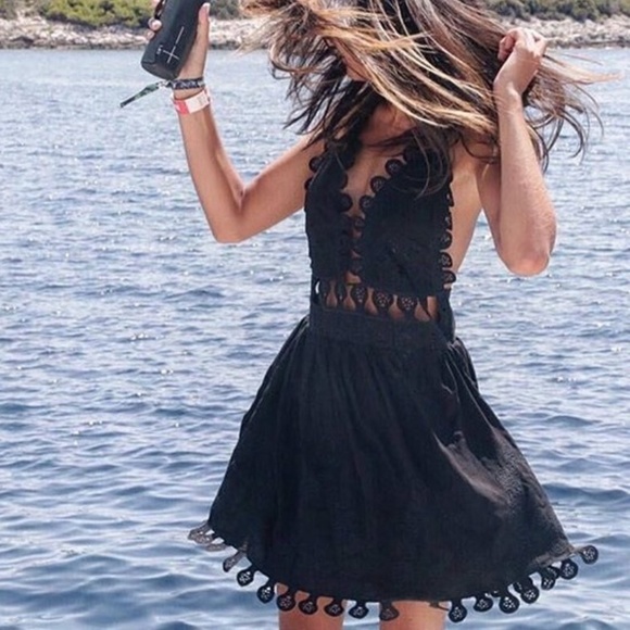 Black Crochet Summer Dress For Women - Picture 2 of 4
